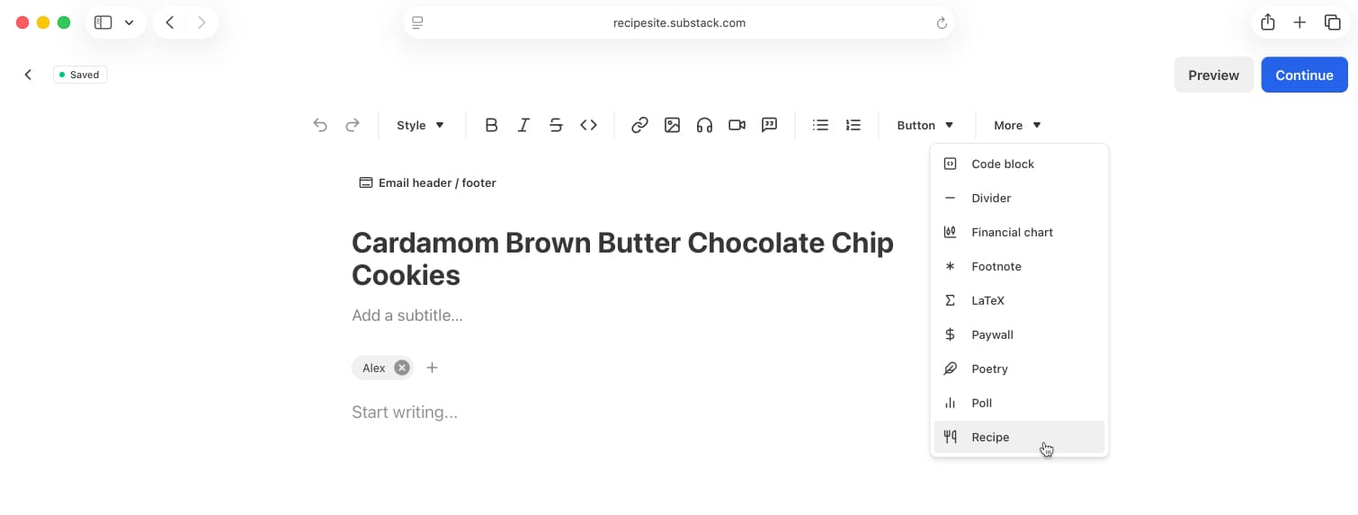 Substack Recipe Embed